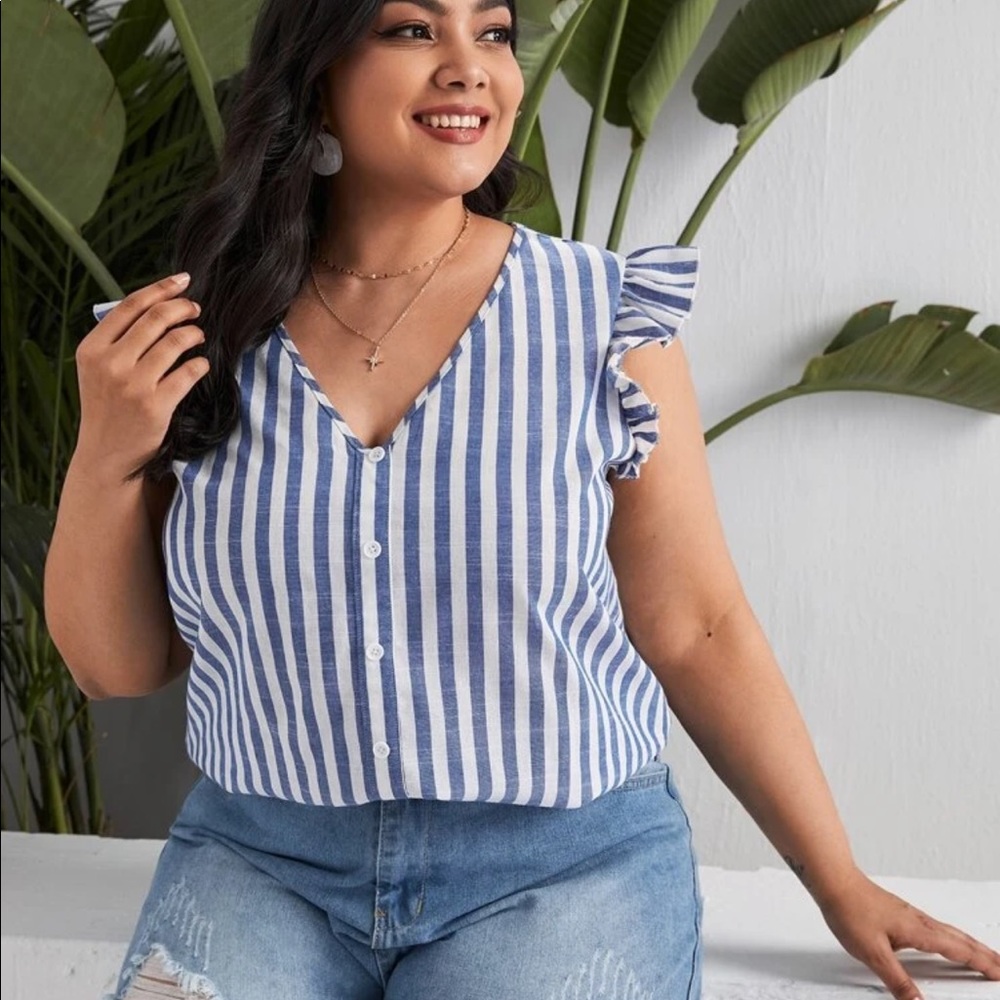 SHEIN blue and white top size 2xl